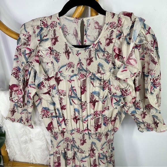 Anthropologie Magali Pascal Floral Puff Sleeve Midi Dress sz S - Picture 5 of 8